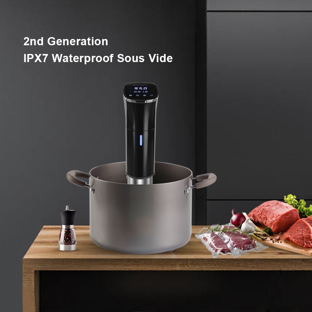 [BioloMix Brand] Combo máy nấu chậm Sous vide BioloMix SV-8002B máy hút chân không W200 và phụ kiện 5 món