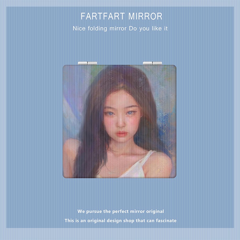 Gương Trang Điểm Mini Hai Mặt Cầm Tay Hình Tranh Sơn Dầu Blackpink