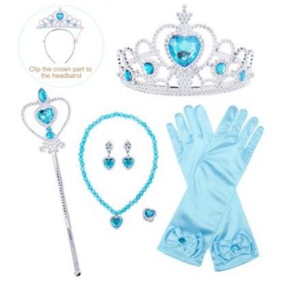 Bộ Phụ Kiện Công Chúa Elsa, Anna, Bela, Bạch Tuyết, Công Chúa Ngủ Trong Rừng, Sofia Màu Hồng, Màu Xanh Cho Bé Gái