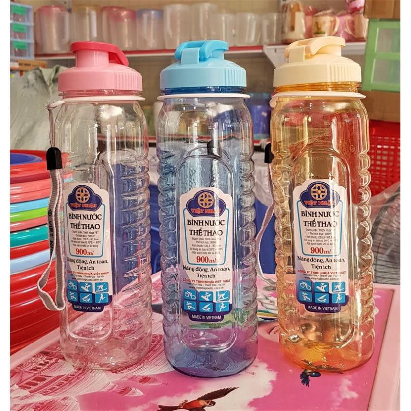 Bình nước thể thao 900ml nhựa Việt Nhật - Chai nhựa PET an toàn