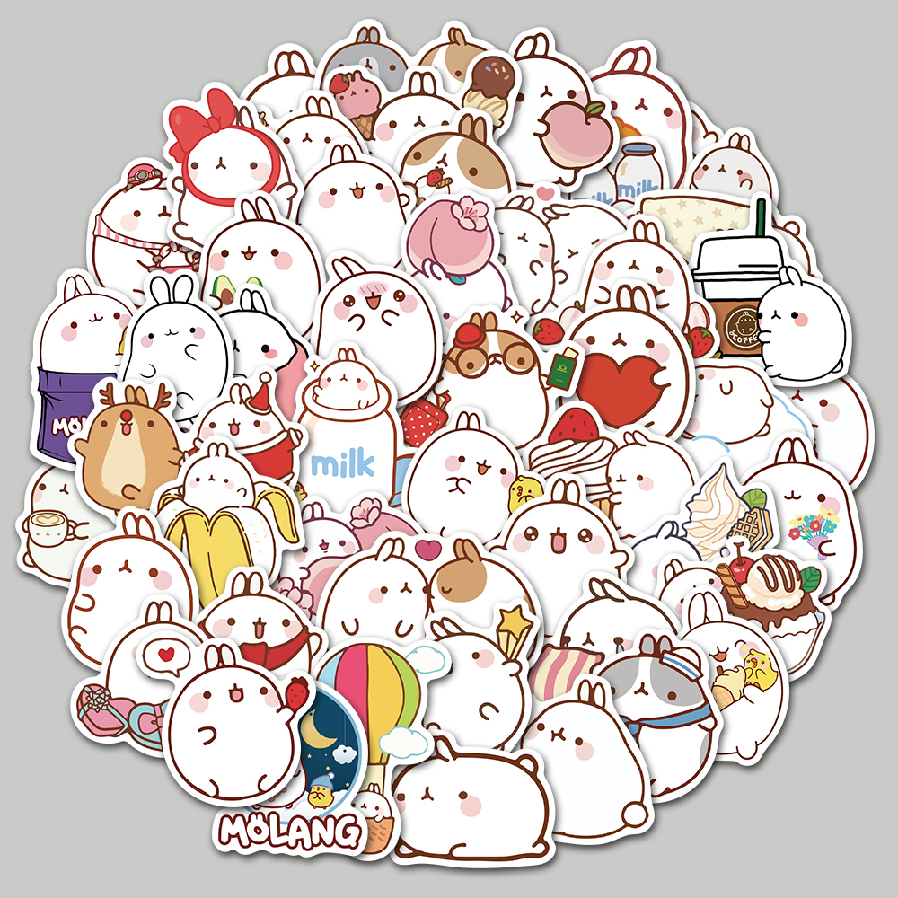 Set 50 nhãn dán họa tiết hoạt hình trang trí thủ công chống nước độc đáo