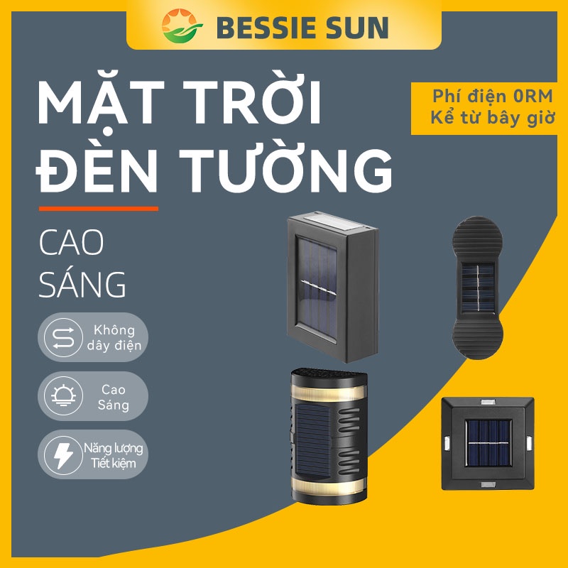 Bessie Sun Đèn tường năng lượng mặt trời Sân vườn ngoài trời Không thấm nước Cầu thang bước Boong LED Cảnh quan Ban công Ánh sáng hàng rào