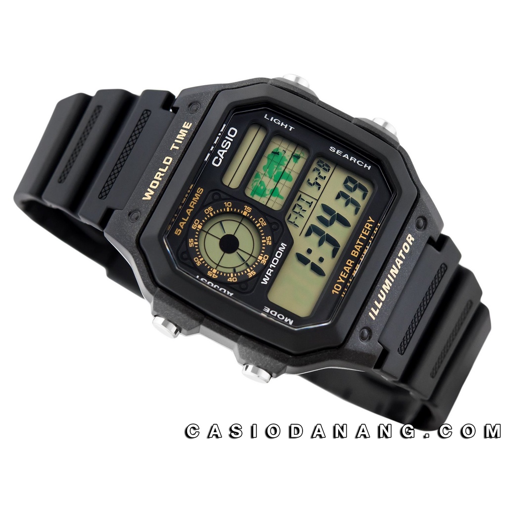 Đồng hồ nam dây nhựa Casio chính hãng Anh Khuê AE-1200WH-1BVDF (42mm)