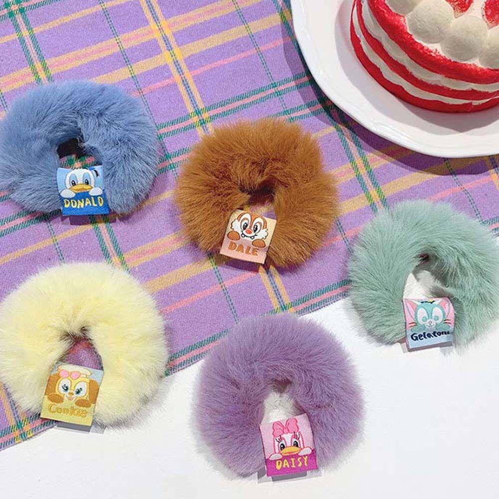 TWINKLE Dây Cột Tóc Lông Nhung Mềm Mại Co Giãn Hình Chú Sóc / Hoa Cúc Thời Trang