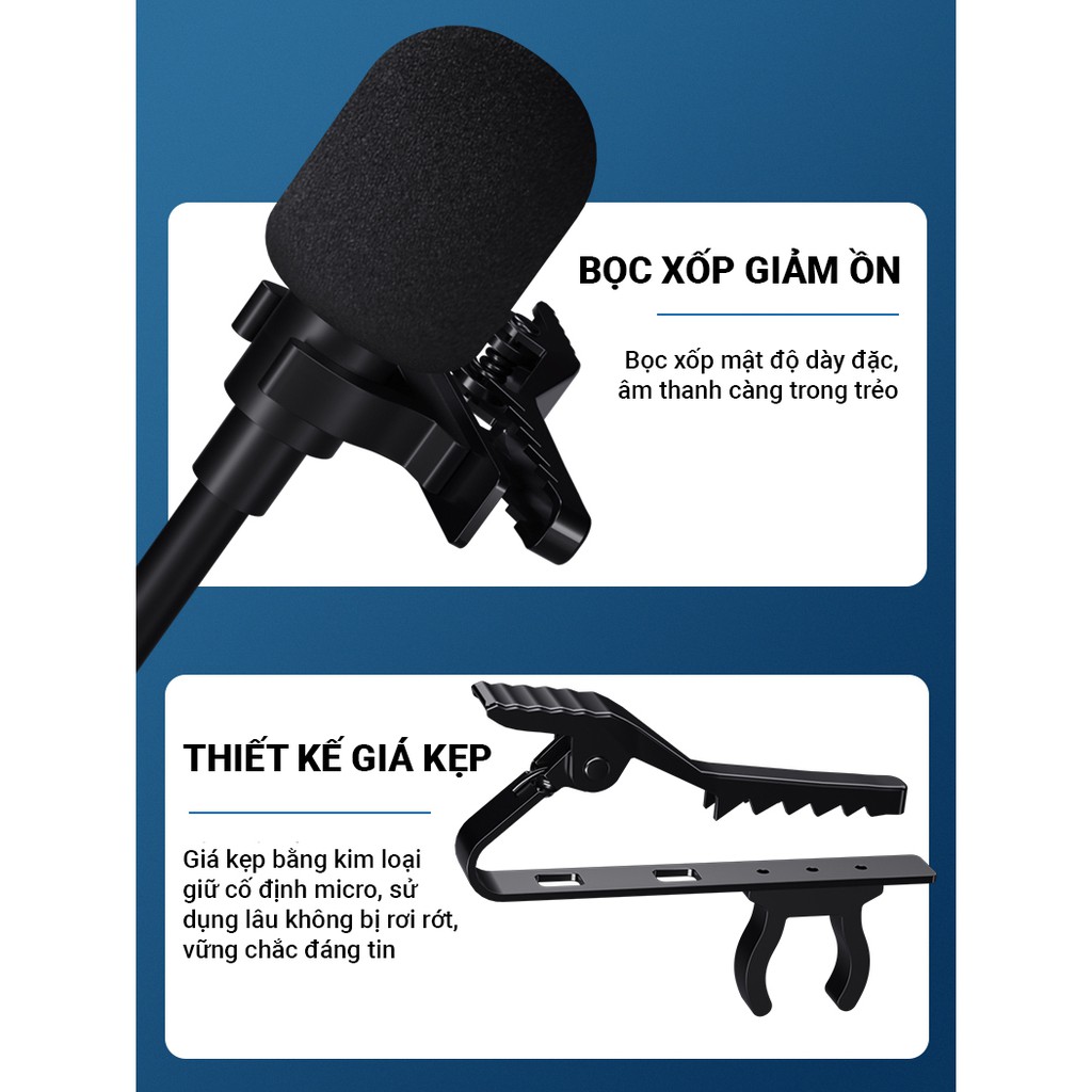 Microphone Cát Thái JBC 3 loại cổng kết nối Type-C/Lightning/Jack 3.5mm độ tương thích cao, âm thanh trung thực rõ ràng