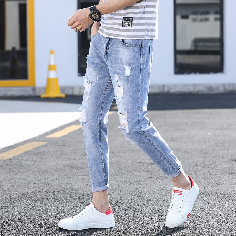 Quần Jean Nam Rách Cao Cấp Y Hình Xanh Bạc Đẹp Mẫu Mới MINHANHSHOP, Quần Bò Nam | BigBuy360 - bigbuy360.vn