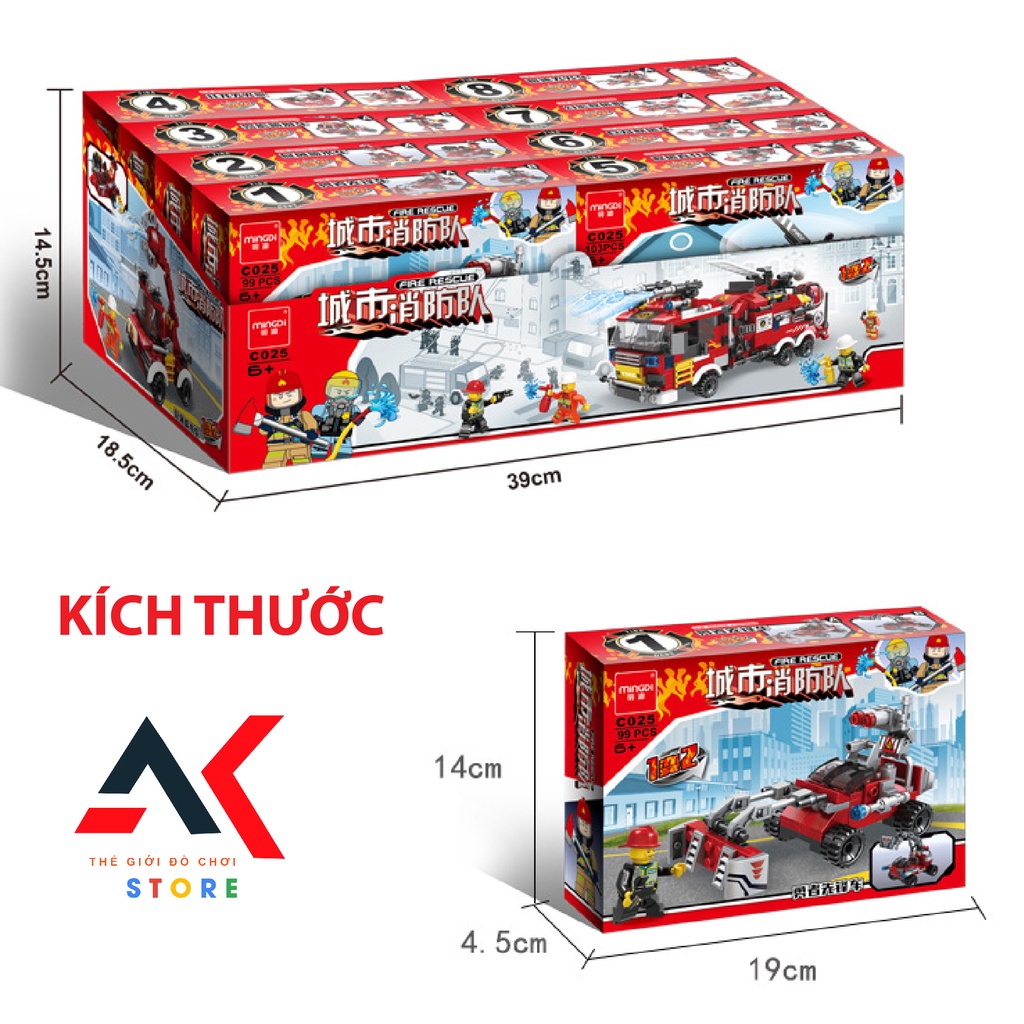 [HOT] Đồ Chơi Lắp Ráp Mô Hình Đội Xe Cứu Hỏa Thành Phố 8 Trong 1 Thông Minh Cho Bé 800++PCS