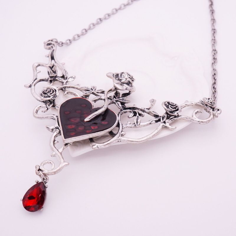 Vòng cổ choker đính kim cương giả màu đỏ phong cách Gothic Victorian Punk quà tặng cho tiệc chiều cocktail Halloween