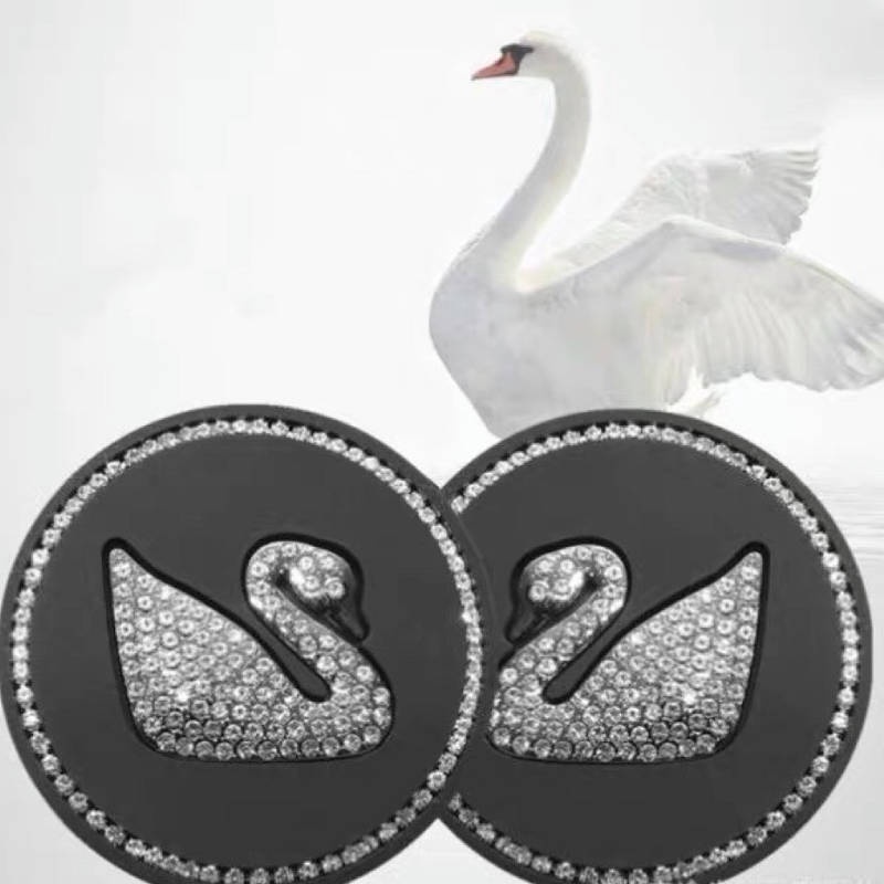 New Car Water Cup Mat Car Non-Slip Mat Swan Diamond Storage Tank Pad Cute Cartoon Soft Rubber Pad Auto department store supplies