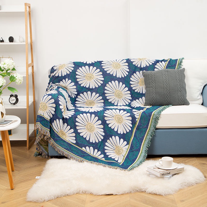 [ Loại 1 ] Khăn Thảm Phủ Sofa chống bụi bẩn, Mền đắp thư giãn, Thảm Sofa Phòng Khách Bông Hoa