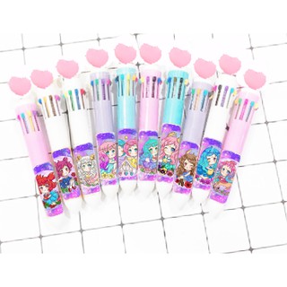 Bút bấm 10 màu bút 12 cung hoàng đạo BNMI1 bút nhiều màu cute bút 10 màu dễ thương