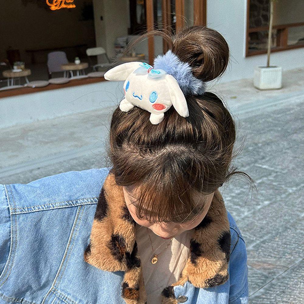 Dây Buộc Tóc Cao Su Đính Lông Nhung Phong Cách Vintage Dễ Thương Dành Cho Nữ