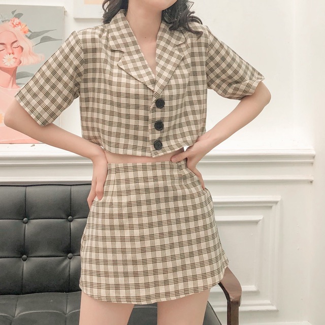 Set Croptop Vest Kèm Chân Váy Ulzzang | BigBuy360 - bigbuy360.vn