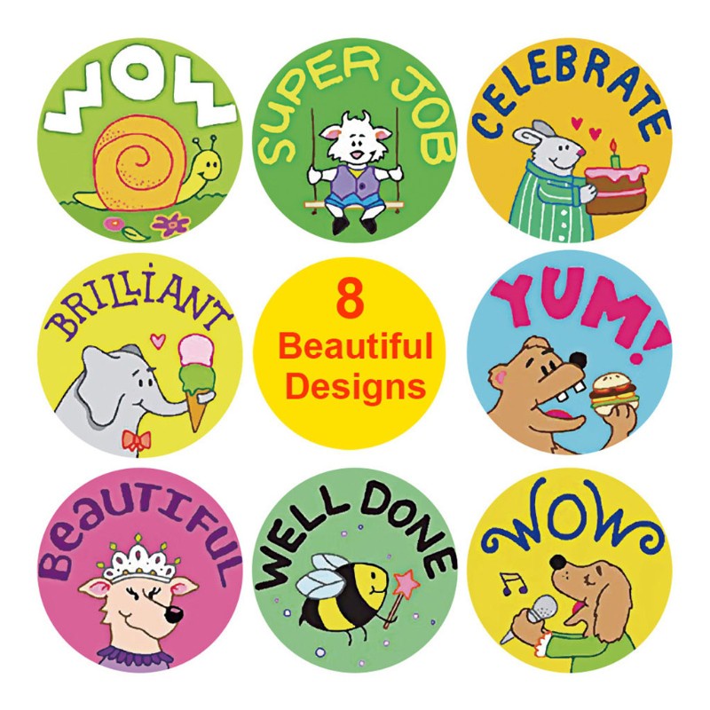 KING 1 Roll Cartoon Animal School Teacher Reward Stickers Motivate Students Sticker