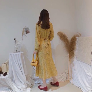 VÁY MAXI VÀNG HOẠ TIẾT ĐUÔI CÁ