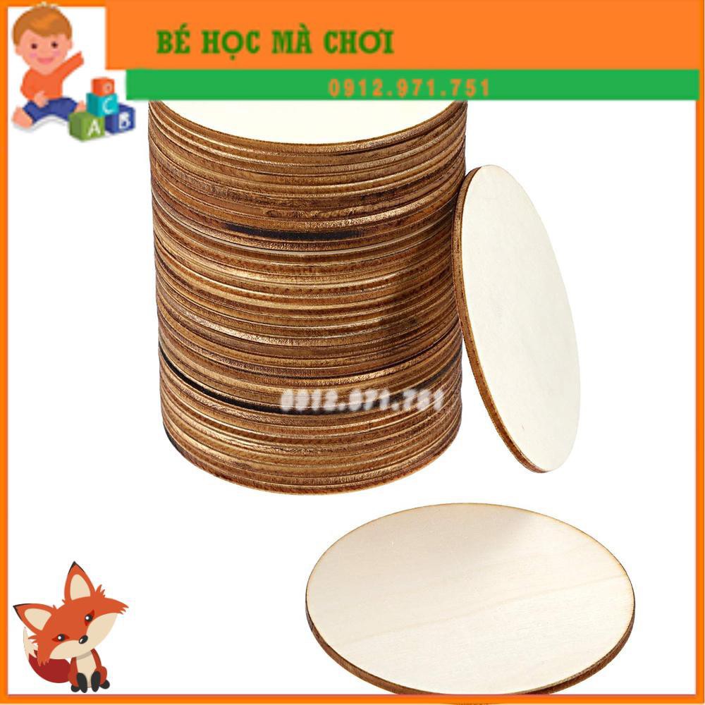 HANDMADE Bộ 50 Miếng Gỗ Tròn Tự Nhiên Dùng Làm Đồ Thủ Công