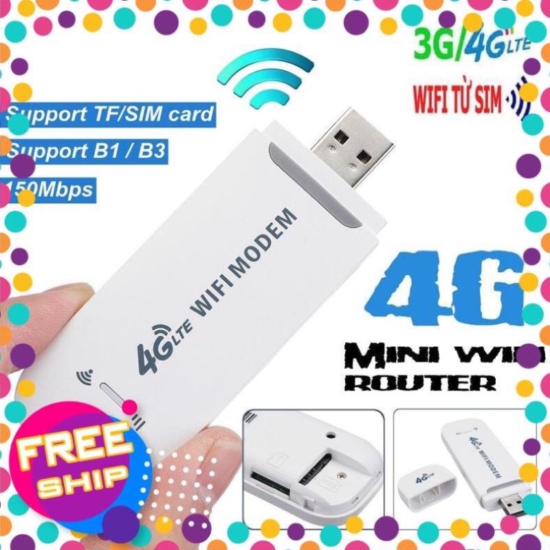 USB DCOM 3G 4G DONGLE phát Wifi từ sim 3G/4G dùng được đa mạng.
