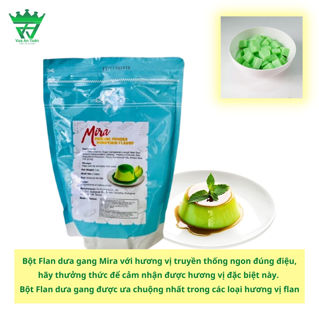 Bột Làm Bánh Flan Mira Pudding Hương Dưa Gang 1kg Làm Topping Trà Sữa