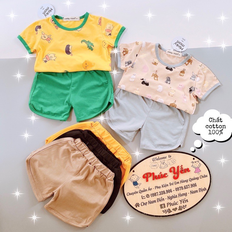 Sale !!! Bộ Cộc Tay Cotton 100% Hàng Minky Mom Họa Tiết Vũ Trụ Cho Bé (Size 8-18kg)(1515) Shop Phúc Yến