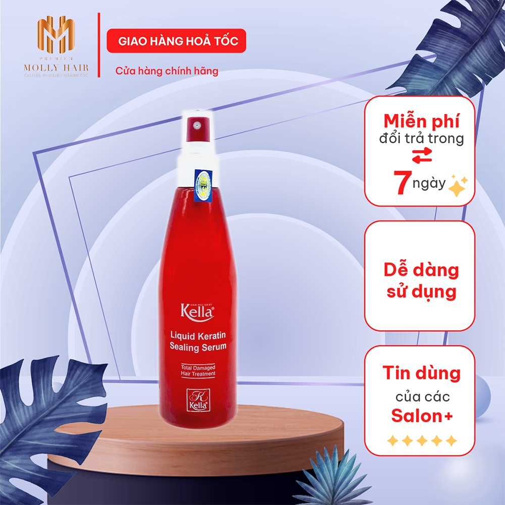 Xịt dưỡng tóc Keratin phục hồi tóc hư tổn Mollyhair Kella Liquid Keratin Sealing Serum 250ml