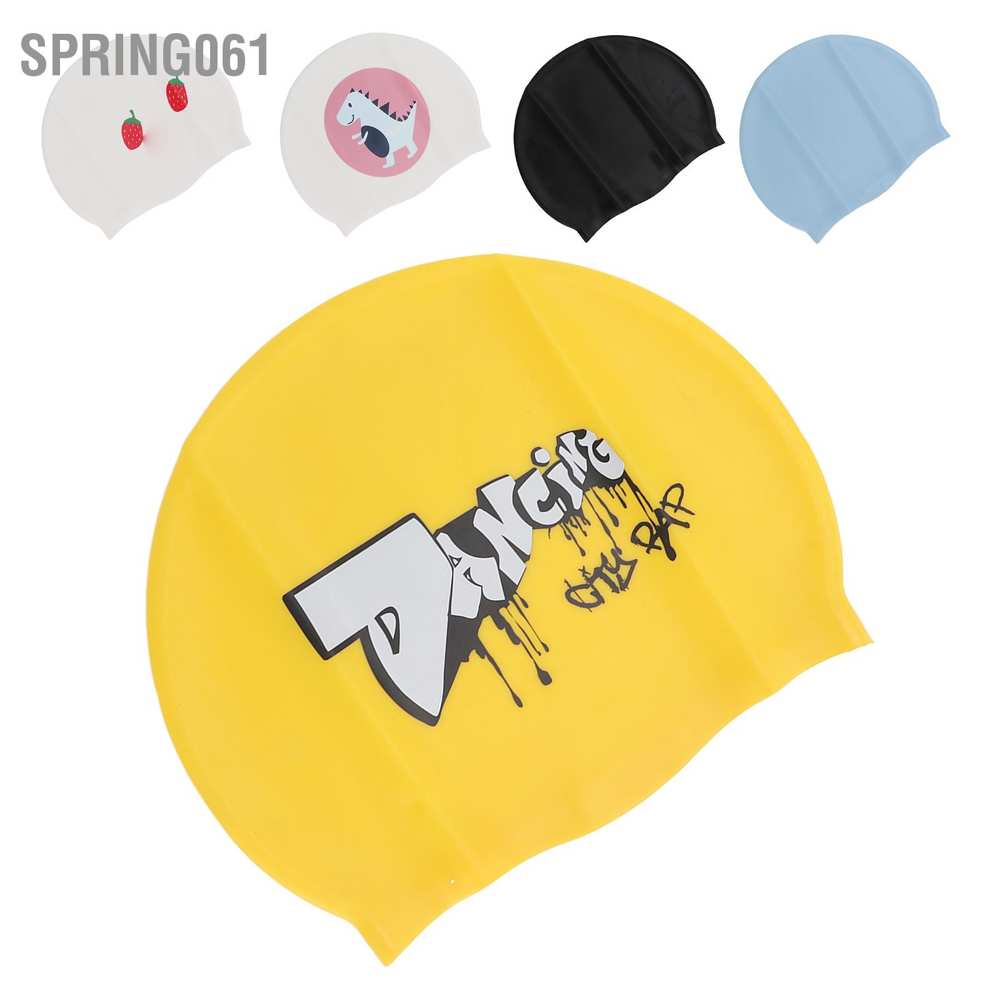Spring061 Printed Waterproof Swimming Cap Anti Slip Stripe Long Hair Hat for Adults thumbnail
