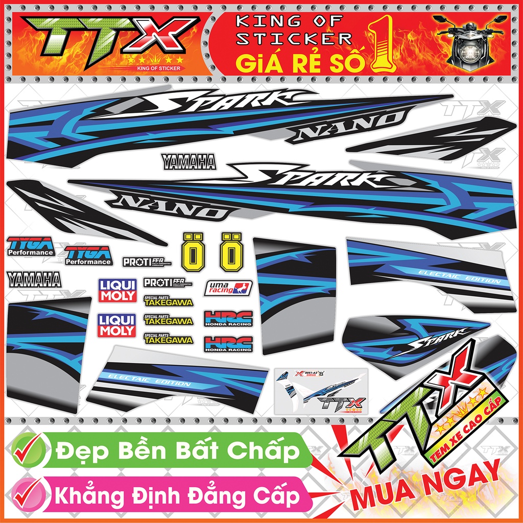 Tem Xe Sirius Spark Xanh Xám Đen Nano - Tem Sirius 110 Đen Xám Xanh Siêu Đẹp - Mẫu Team Sirius Xanh Xám Đen