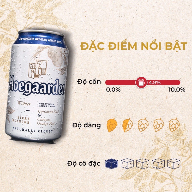 Thùng Bia Hoegaarden white 330ml x24 Lon/ Chai Bia lúa mỳ bán chạy nhất Bỉ | Chính Hãng