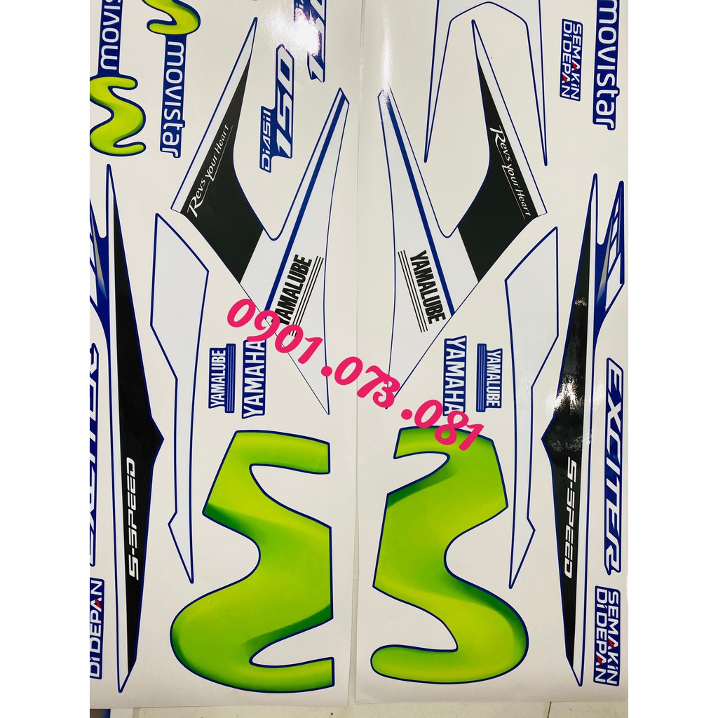 Tem Uv ép nhiệt Exciter 150 movitar xanh gp đời 2016