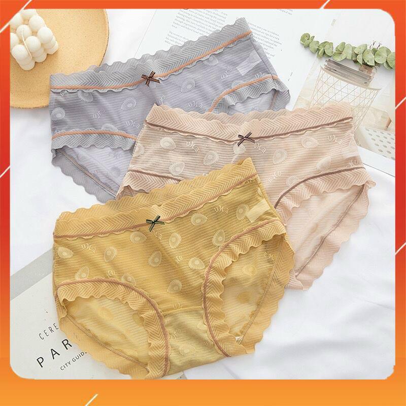 Quần lót nữ kháng khuẩn cạp cao nâng mông chất liệu ren cao cấp họa tiết quả bơ Q2653