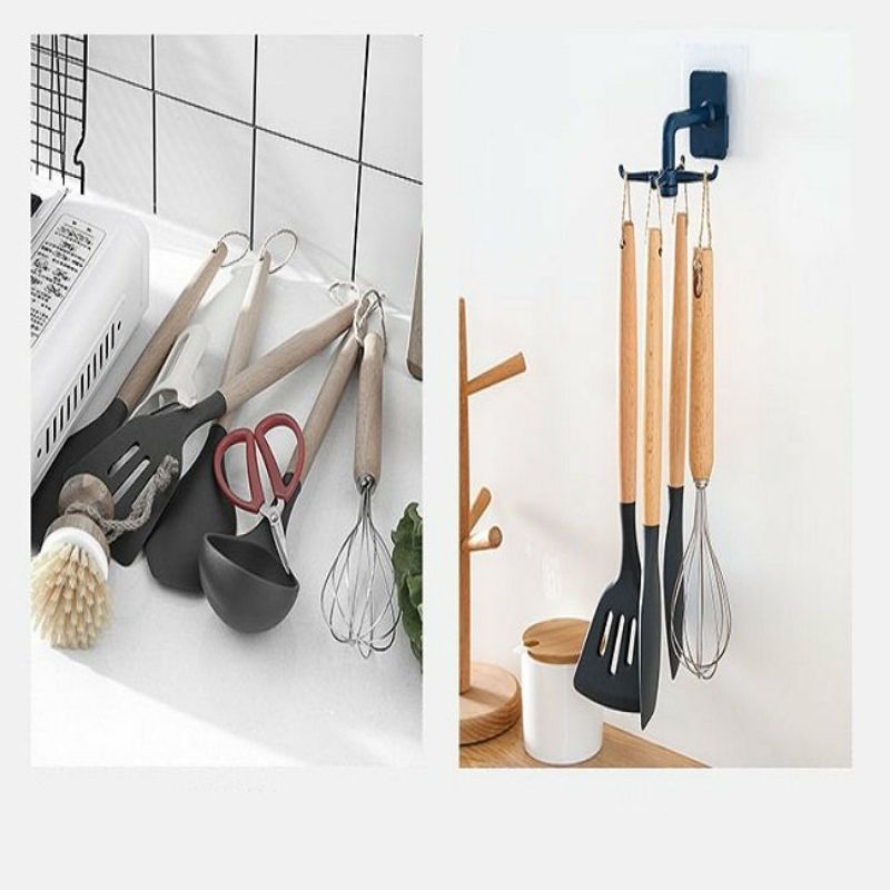 Móc treo vá, dụng cụ nhà bếp, đồ dùng phòng tắm 4 nhánh