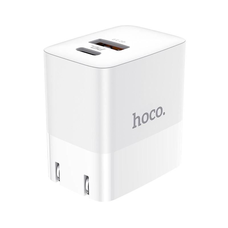 Cóc sạc nhanh Hoco DC18 cổng USB và cổng Type-C QC3.0 20W - Tương thích nhiều thiết bị