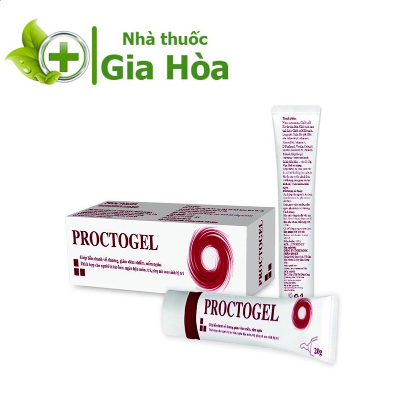 Proctogel - Gel bôi trĩ, giúp giảm ngứa, mau lành vết thương, dùng được cho người bị táo bón, trĩ, phụ nữ sau sinh (20g)