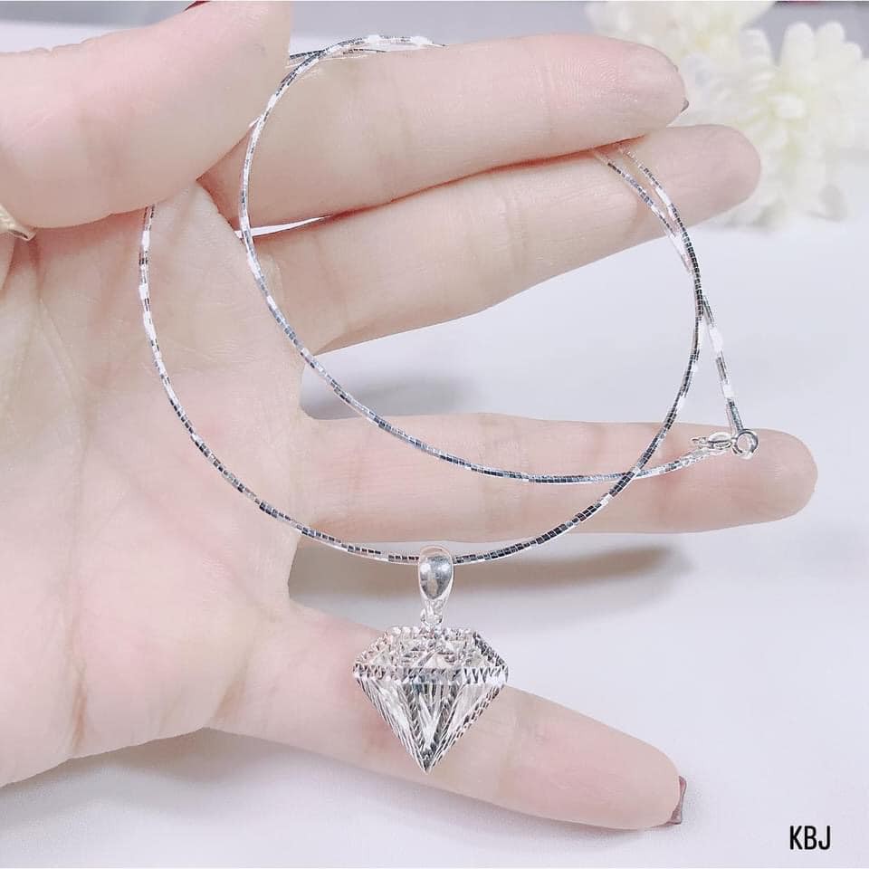 [Ảnh Thật] Kiềng mặt kim cương cho nữ chất liệu bạc Ý cao cấp DL17