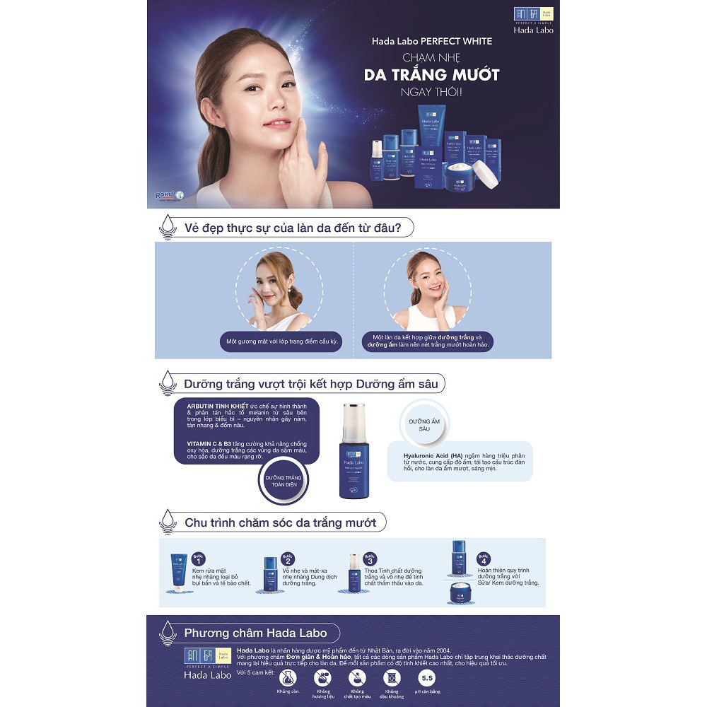 Bộ 2 sản phẩm dưỡng trắng dùng thử Hada Labo Perfect White Trial Set