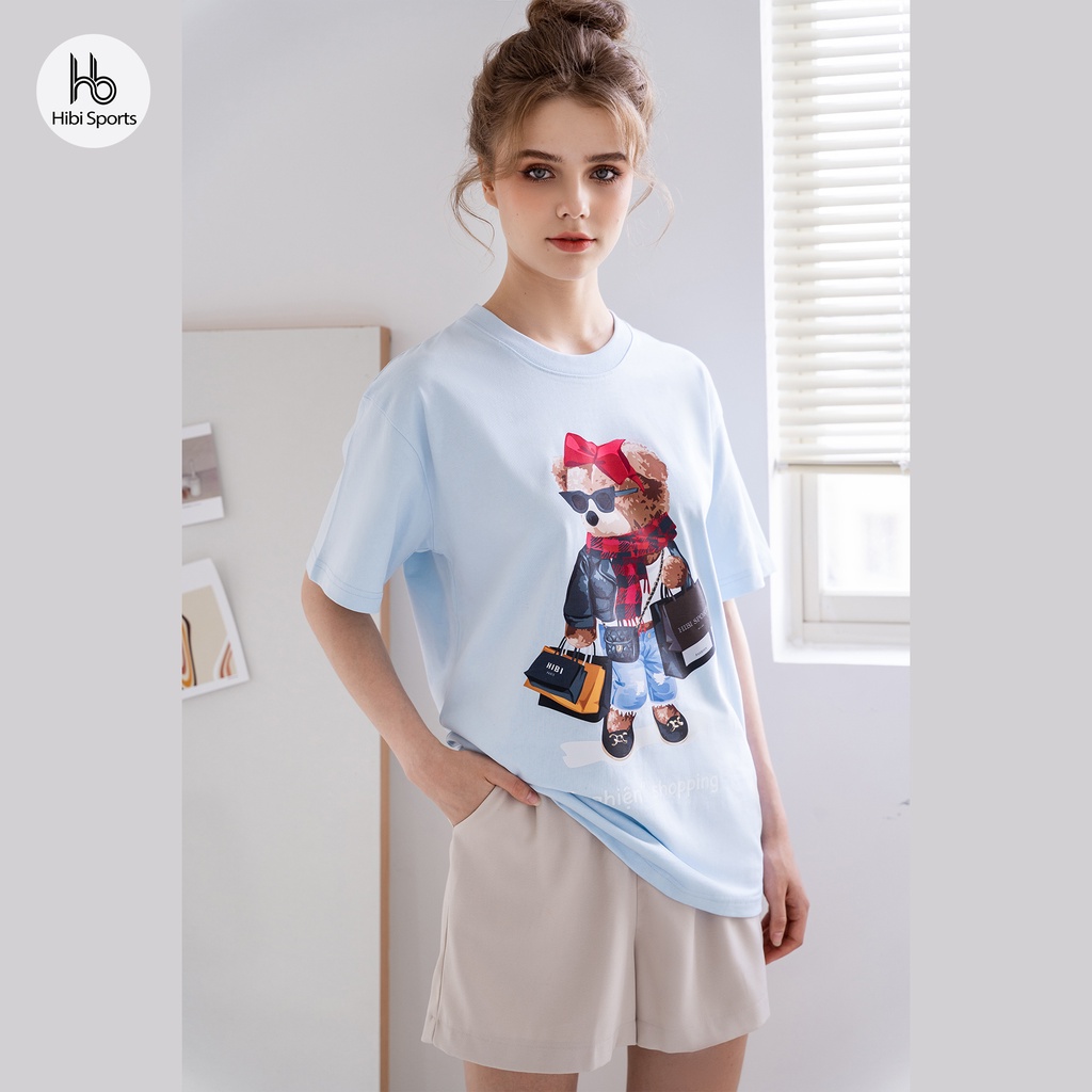 Áo thun tay lỡ Hibi Sports NGHIỆN SHOPPING ST006 kiểu phông unisex nam nữ, vải cotton Premium, form oversize
