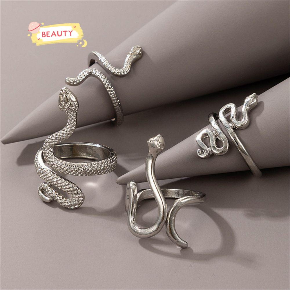 Set 4 Nhẫn Hình Rắn Phong Cách Gothic Cổ Điển Thời Trang Mới