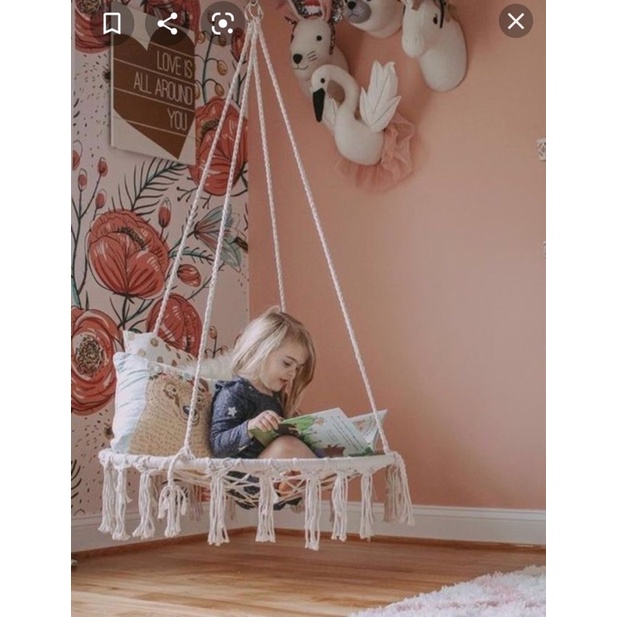 Xích đu treo trần khung sắt trang trí đường kính 80cm- không bao gồm cần treo