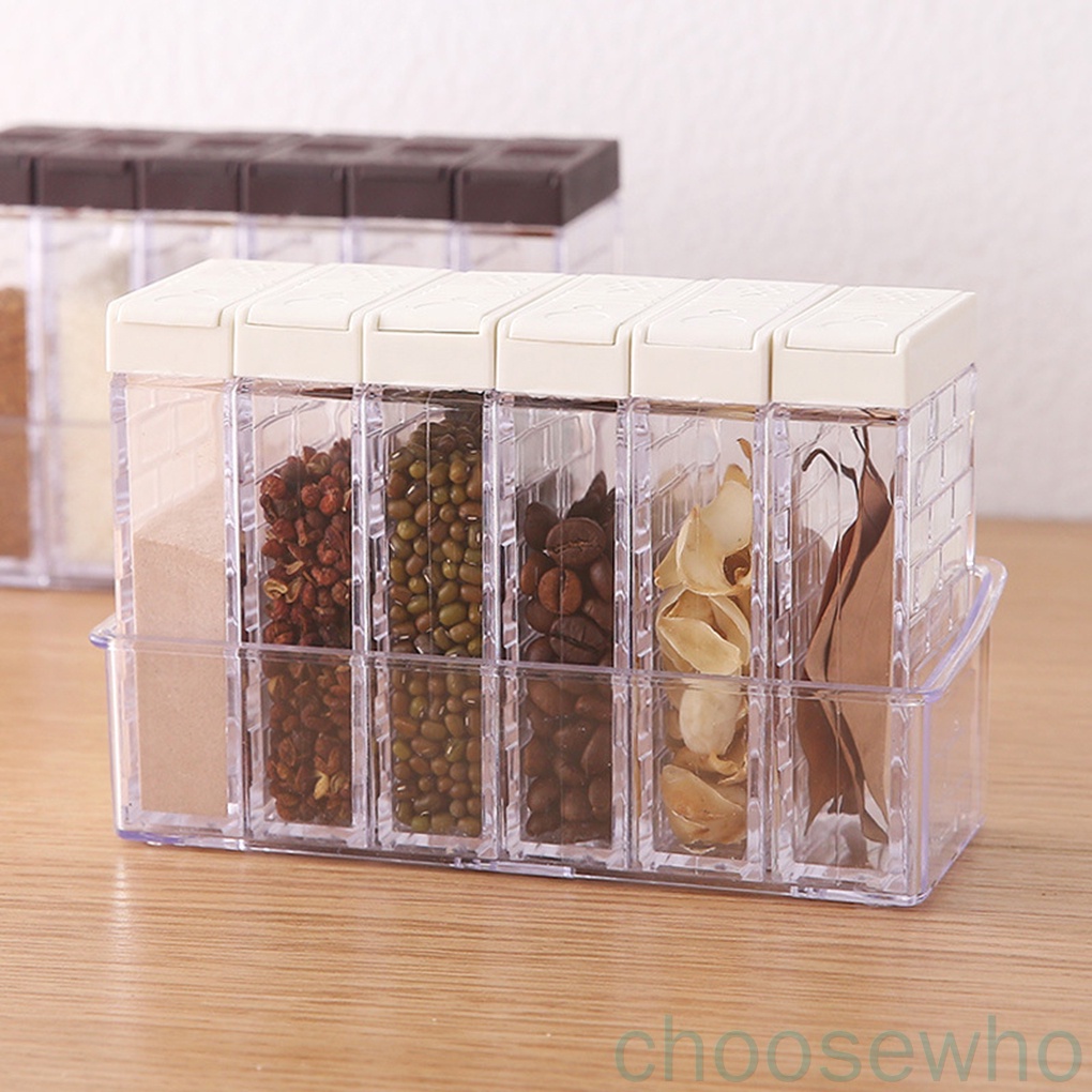 Set 6 hũ nhựa trong suốt đựng gia vị tiện dụng