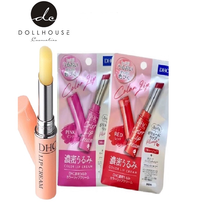 Son Dưỡng Môi DHC Color Lip Cream Nhật Bản Không Màu Và Có Màu Cam, Đỏ, Hồng
