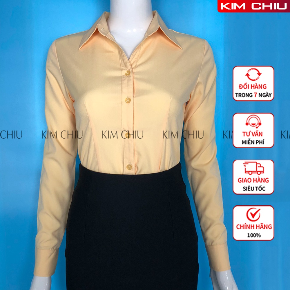 Áo Sơ Mi Nữ Công Cở Cao Cấp Form Mai An Màu Vàng Tay Dài Vải Kate Ý Đẹp Ít Nhăn Giãn Nhẹ, ĐỔI TRẢ THOẢI MÁI. SMTD01