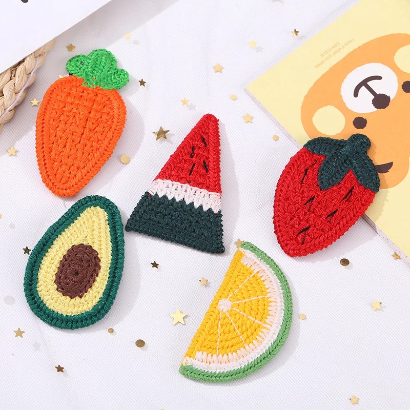 Kẹp tóc vải len dệt kim hình trái cây dễ thương cho bé gái