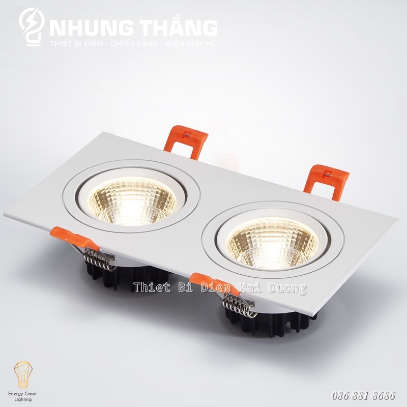 Đèn Âm Trần Đôi - Công Suất 7W x 2 - Khoét Lỗ 150 x 75mm - Tản Nhiệt Hiệu Quả - Bảo Hành 2 Năm