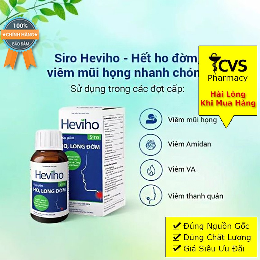 Siro Heviho - Hỗ Trợ Giảm Ho, Đau Rát Họng, Long Đờm (Lọ 100ml)