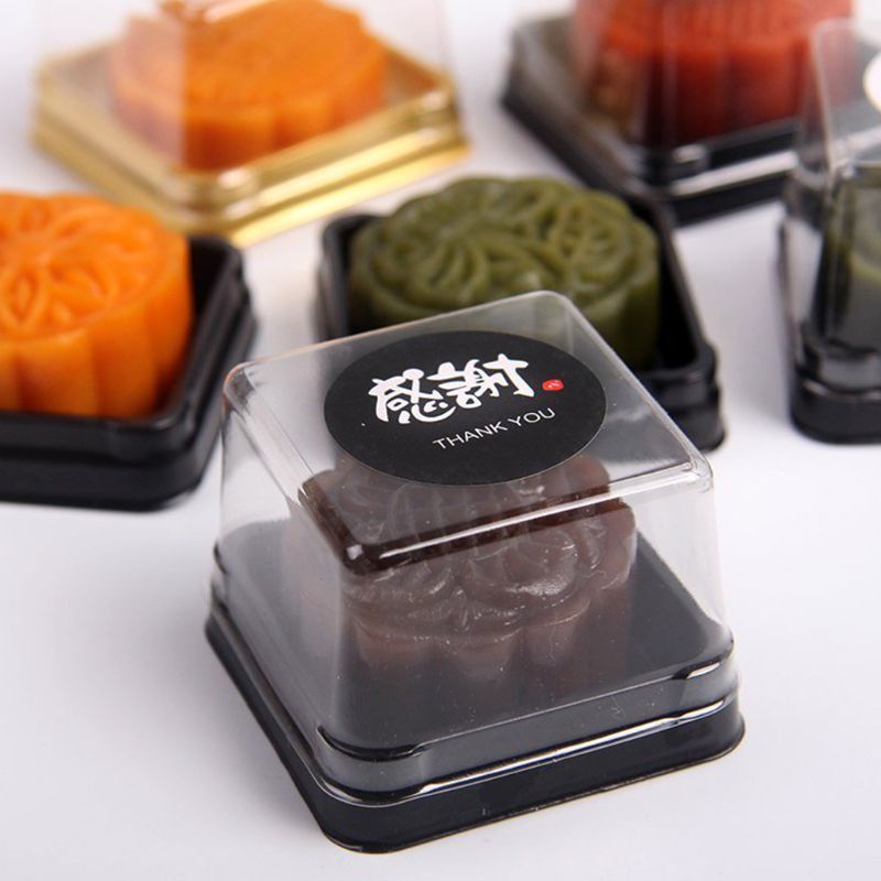 Set 50 Hộp Nhựa Vuông Mini Đựng Bánh Trung Thu 50g