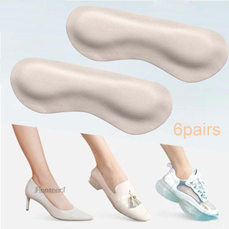 [Fenteer1] 6 Cặp Miếng Lót Gót Giày Cao Gót Bằng Da PU Mềm Chống Trượt