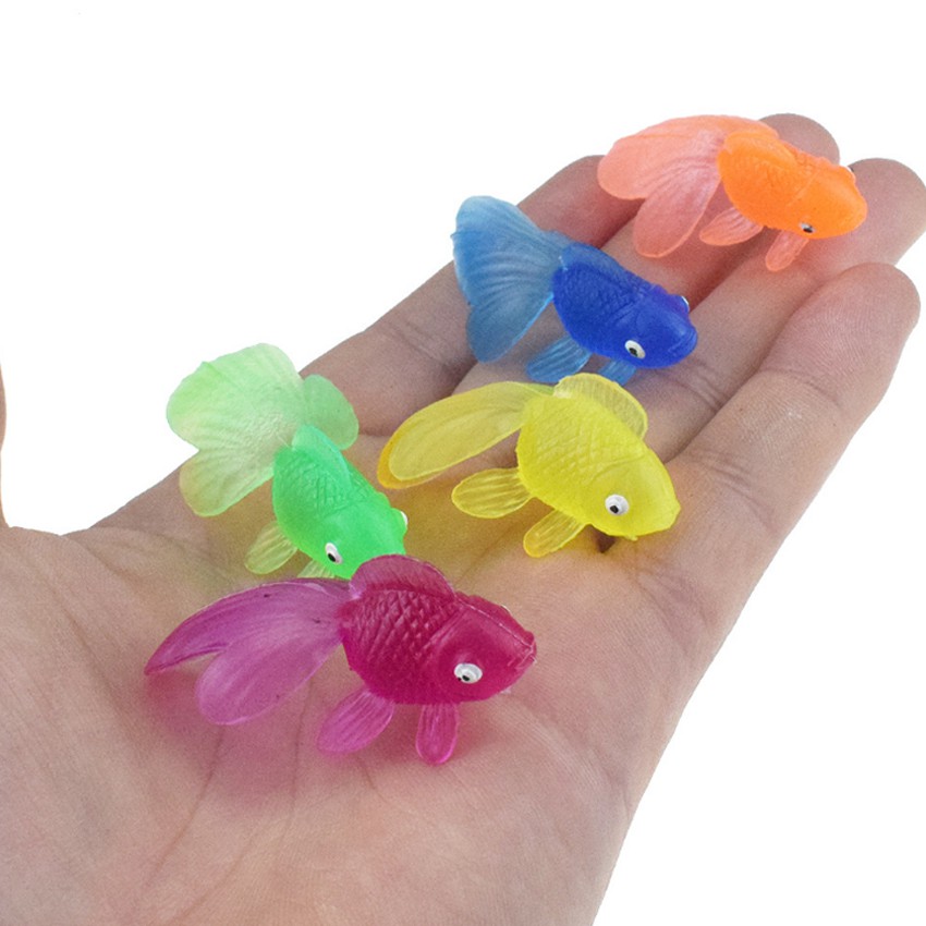 Bộ 100 mô hình cá vàng đồ chơi nhà tắm cho bé dài 4.5cm, cá vàng chất liệu nhựa Plastic dẻo đặc an toàn cao cấp New4all