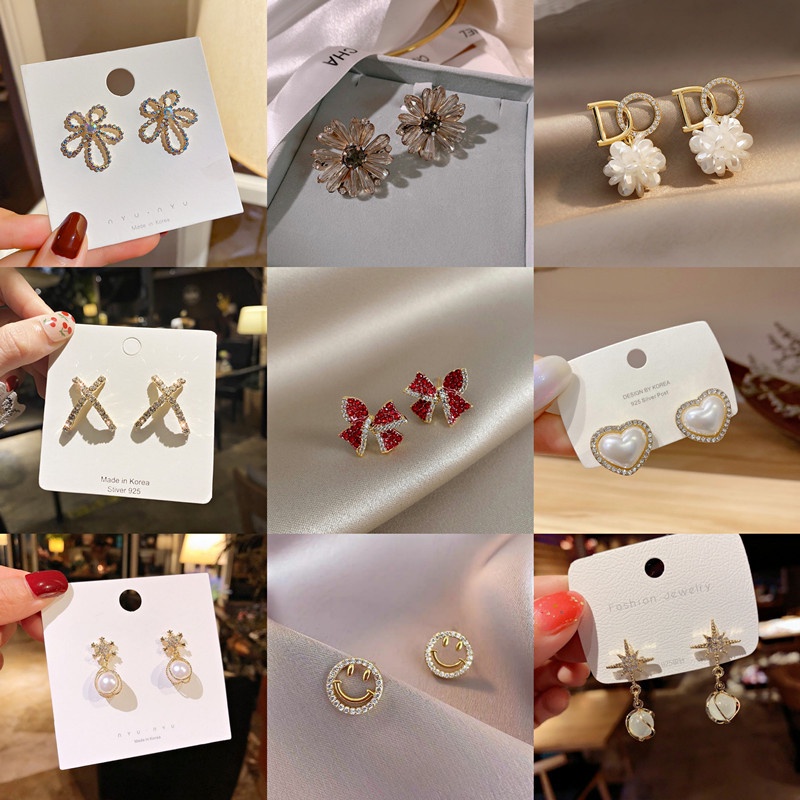 Bộ Khuyên Tai Hình Chữ Thập Đính Ngọc Trai Và Bướm Phong Cách Hàn Quốc Kiểu Dáng Mới 2022