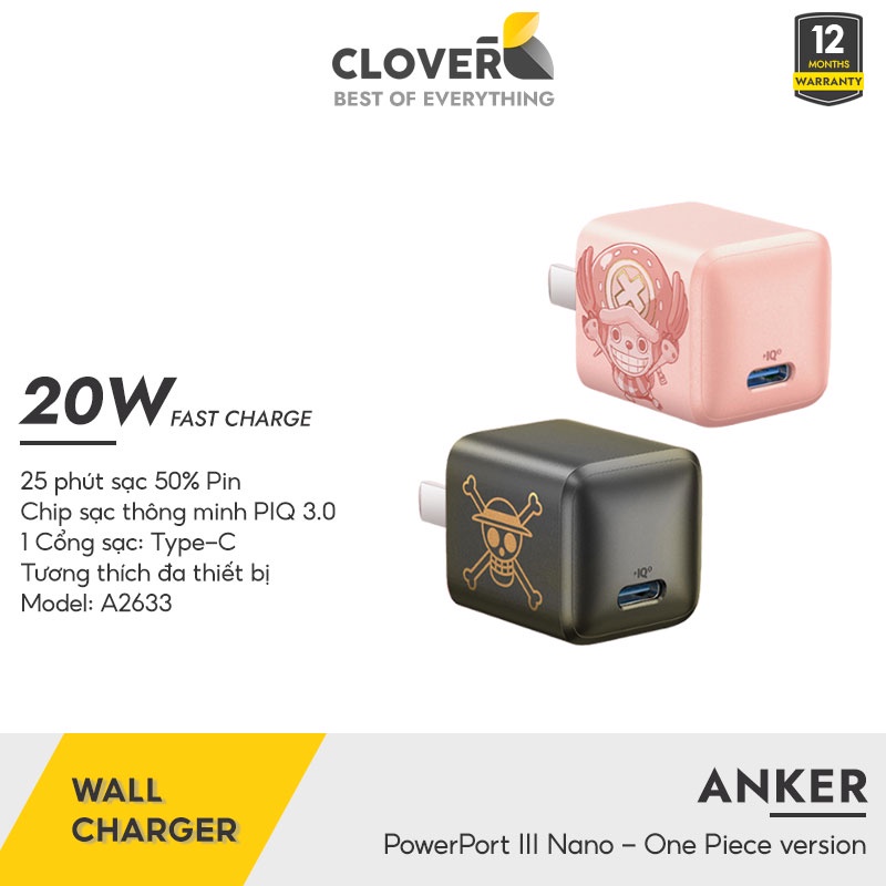 Củ Sạc Nhanh 20w Anker One Piece Thiết Kế Nhỏ Gọn Chip Sạc Thông Minh Ổn Định Không Nóng Bảo Vệ Pin Cho iP 13 Pro Max