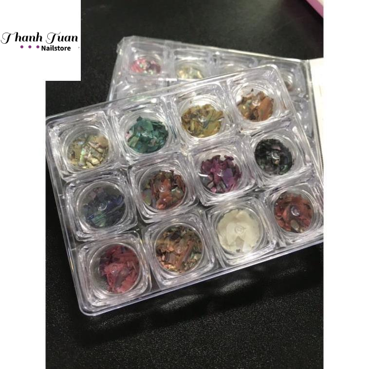 Set 12 hũ xà cừ Hàn Quốc trang trí móng nail  - Phụ kiện đồ nail Thanh Tuấn