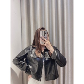 Áo da <Freeship>Áo khoác da nữ croptop basic freesize hot trend